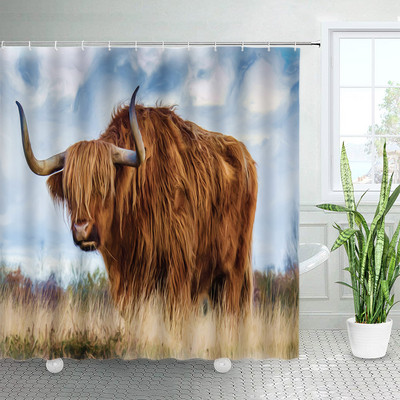 Divlje životinje Elk Zavjese za tuširanje Zimska šuma Cedar Jelen Prirodni krajolik Božićni ukras s kukama Zavjesa od tkanine za kupaonicu