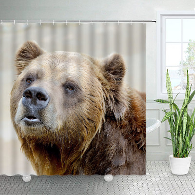 Divlje životinje Elk Zavjese za tuširanje Zimska šuma Cedar Jelen Prirodni krajolik Božićni ukras s kukama Zavjesa od tkanine za kupaonicu