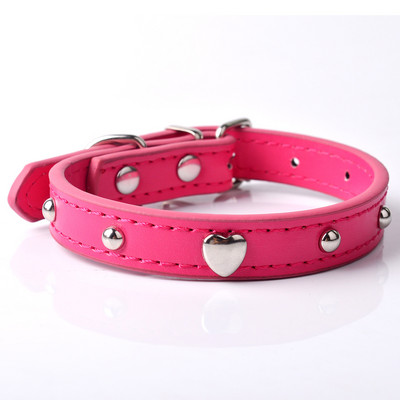 Pet Puppy Dog Collar Pink Color Cat Колие Bling Heart Studded Strap For Chihuahua Small Dogs Red Purple Black