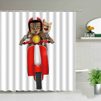 Αστεία κουρτίνα μπάνιου Lovely Cat Dog Ζώο με οθόνη μπάνιου Διακόσμηση μπανιέρας αδιάβροχο ύφασμα Creative Personality υφασμάτινες κουρτίνες