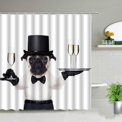 Smieklīgi dušas aizkari Jauki kaķi, suņi, dzīvnieki, vannas istabas ekrāns Vannas dekors Ūdensizturīgs audums Radoša personība, auduma aizkari