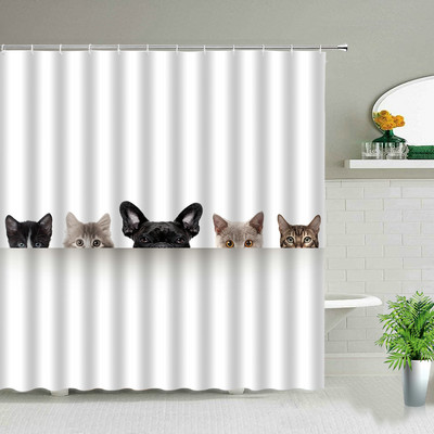 Smieklīgi dušas aizkari Jauki kaķi, suņi, dzīvnieki, vannas istabas ekrāns Vannas dekors Ūdensizturīgs audums Radoša personība, auduma aizkari