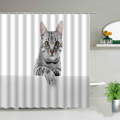 Smieklīgi dušas aizkari Jauki kaķi, suņi, dzīvnieki, vannas istabas ekrāns Vannas dekors Ūdensizturīgs audums Radoša personība, auduma aizkari