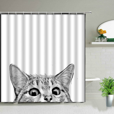 Smieklīgi dušas aizkari Jauki kaķi, suņi, dzīvnieki, vannas istabas ekrāns Vannas dekors Ūdensizturīgs audums Radoša personība, auduma aizkari