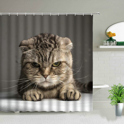 Smieklīgi dušas aizkari Jauki kaķi, suņi, dzīvnieki, vannas istabas ekrāns Vannas dekors Ūdensizturīgs audums Radoša personība, auduma aizkari