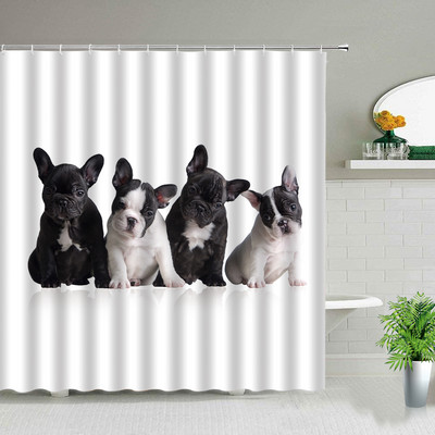 Smieklīgi dušas aizkari Jauki kaķi, suņi, dzīvnieki, vannas istabas ekrāns Vannas dekors Ūdensizturīgs audums Radoša personība, auduma aizkari
