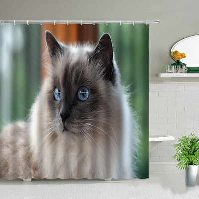 Smieklīgi dušas aizkari Jauki kaķi, suņi, dzīvnieki, vannas istabas ekrāns Vannas dekors Ūdensizturīgs audums Radoša personība, auduma aizkari