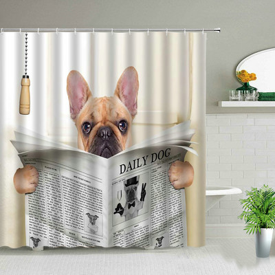 Smieklīgi dušas aizkari Jauki kaķi, suņi, dzīvnieki, vannas istabas ekrāns Vannas dekors Ūdensizturīgs audums Radoša personība, auduma aizkari