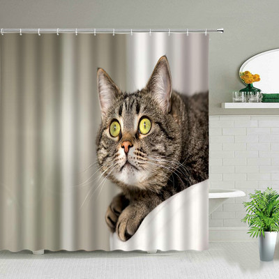 Smieklīgi dušas aizkari Jauki kaķi, suņi, dzīvnieki, vannas istabas ekrāns Vannas dekors Ūdensizturīgs audums Radoša personība, auduma aizkari