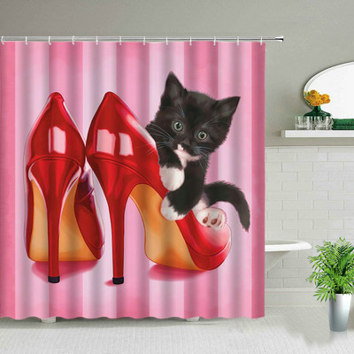 Smieklīgi dušas aizkari Jauki kaķi, suņi, dzīvnieki, vannas istabas ekrāns Vannas dekors Ūdensizturīgs audums Radoša personība, auduma aizkari