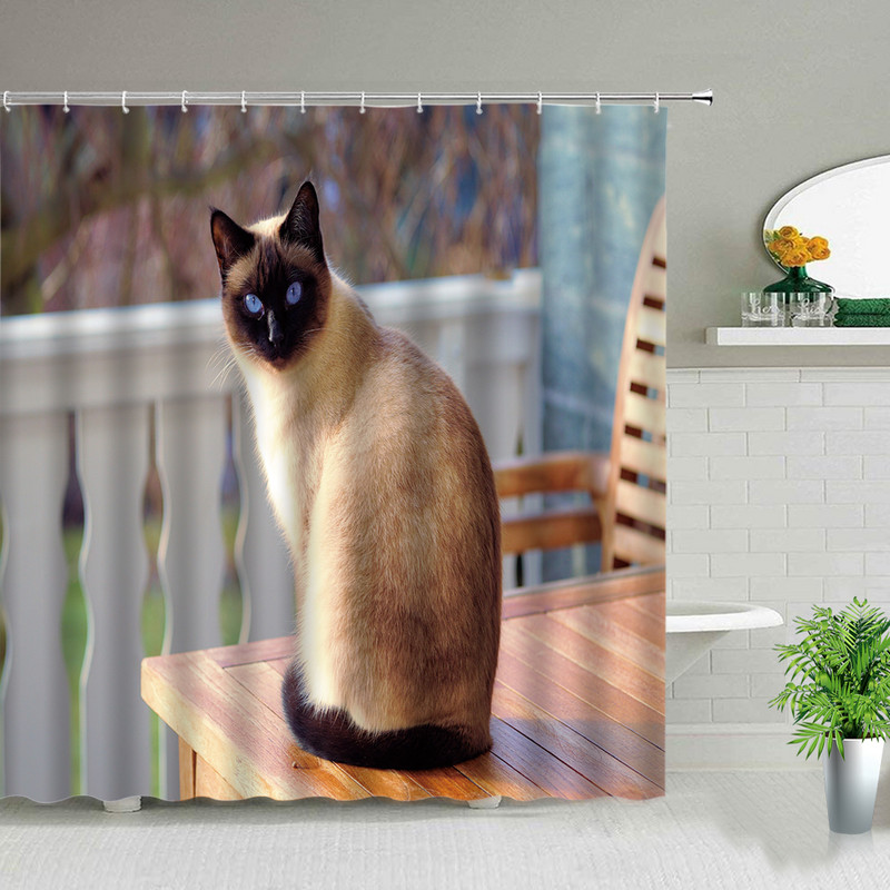 Smieklīgi dušas aizkari Jauki kaķi, suņi, dzīvnieki, vannas istabas ekrāns Vannas dekors Ūdensizturīgs audums Radoša personība, auduma aizkari