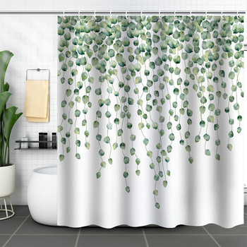 Цветно растение Пейзаж Бяла завеса за душ 3D градински фон за дома Декорация на стена Водоустойчиви полиестерни затъмняващи завеси за баня