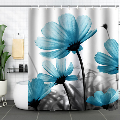 Cvijet Biljni krajolik Bijela zavjesa za tuš 3D vrt Pozadina doma Dekoracija zidova Vodootporne poliesterske kupaonske zavjese za zamračivanje