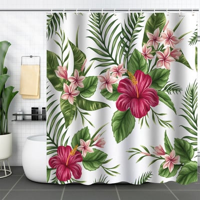 Cvijet Biljni krajolik Bijela zavjesa za tuš 3D vrt Pozadina doma Dekoracija zidova Vodootporne poliesterske kupaonske zavjese za zamračivanje