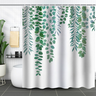 Cvijet Biljni krajolik Bijela zavjesa za tuš 3D vrt Pozadina doma Dekoracija zidova Vodootporne poliesterske kupaonske zavjese za zamračivanje