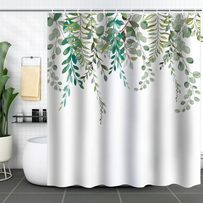 Cvijet Biljni krajolik Bijela zavjesa za tuš 3D vrt Pozadina doma Dekoracija zidova Vodootporne poliesterske kupaonske zavjese za zamračivanje