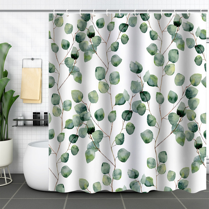 Cvijet Biljni krajolik Bijela zavjesa za tuš 3D vrt Pozadina doma Dekoracija zidova Vodootporne poliesterske kupaonske zavjese za zamračivanje