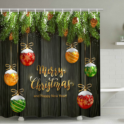 Djed Mraz zavjesa za tuširanje 3D print Merry Christmas Dekoracija Poliester protiv plijesni Vodootporne kupaonske zavjese Zaslon za zamračivanje kade
