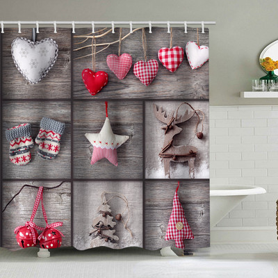 Djed Mraz zavjesa za tuširanje 3D print Merry Christmas Dekoracija Poliester protiv plijesni Vodootporne kupaonske zavjese Zaslon za zamračivanje kade