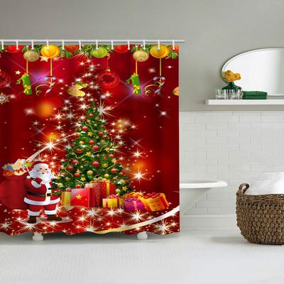 Djed Mraz zavjesa za tuširanje 3D print Merry Christmas Dekoracija Poliester protiv plijesni Vodootporne kupaonske zavjese Zaslon za zamračivanje kade