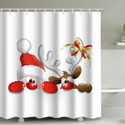 Djed Mraz zavjesa za tuširanje 3D print Merry Christmas Dekoracija Poliester protiv plijesni Vodootporne kupaonske zavjese Zaslon za zamračivanje kade
