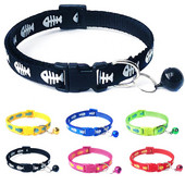 Mājdzīvnieki Suns Kaķis Zivju kaulu apdruka Zvana sprādze Regulējama apkakle Kaklarota Kakla siksna