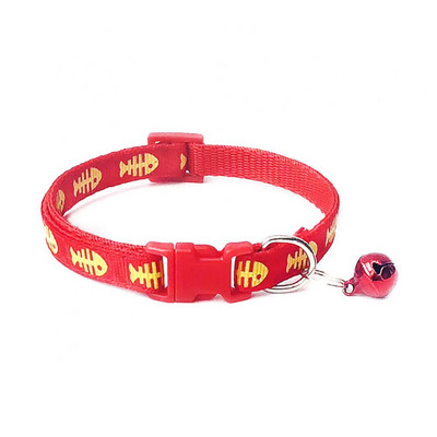 Mājdzīvnieki Suns Kaķis Zivju kaulu apdruka Zvana sprādze Regulējama apkakle Kaklarota Kakla siksna