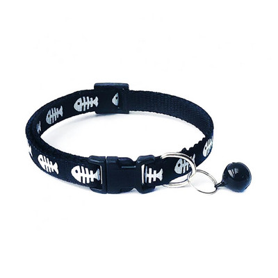 Mājdzīvnieki Suns Kaķis Zivju kaulu apdruka Zvana sprādze Regulējama apkakle Kaklarota Kakla siksna