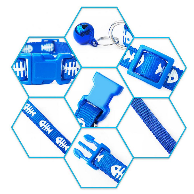 Mājdzīvnieki Suns Kaķis Zivju kaulu apdruka Zvana sprādze Regulējama apkakle Kaklarota Kakla siksna