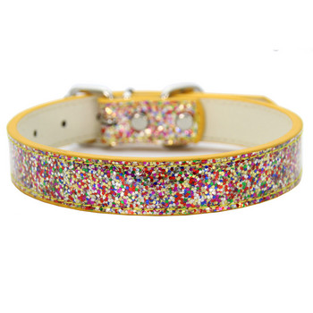 Hot Sale Bling Puppy Cat Collars Ρυθμιζόμενο δερμάτινο γυαλιστερό κολάρο για μικρομεσαίους σκύλους γάτες Chihuahua Pug Yorkshire