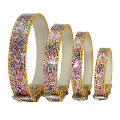 Hot Sale Bling Puppy Cat Collars Ρυθμιζόμενο δερμάτινο γυαλιστερό κολάρο για μικρομεσαίους σκύλους γάτες Chihuahua Pug Yorkshire