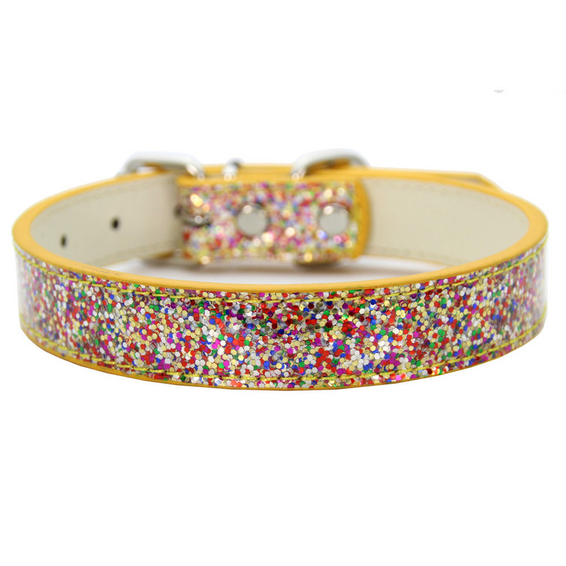 Hot Sale Bling Puppy Cat Collars Podesiva kožna sjajna ogrlica za male srednje pse Mačke Chihuahua Pug Yorkshire