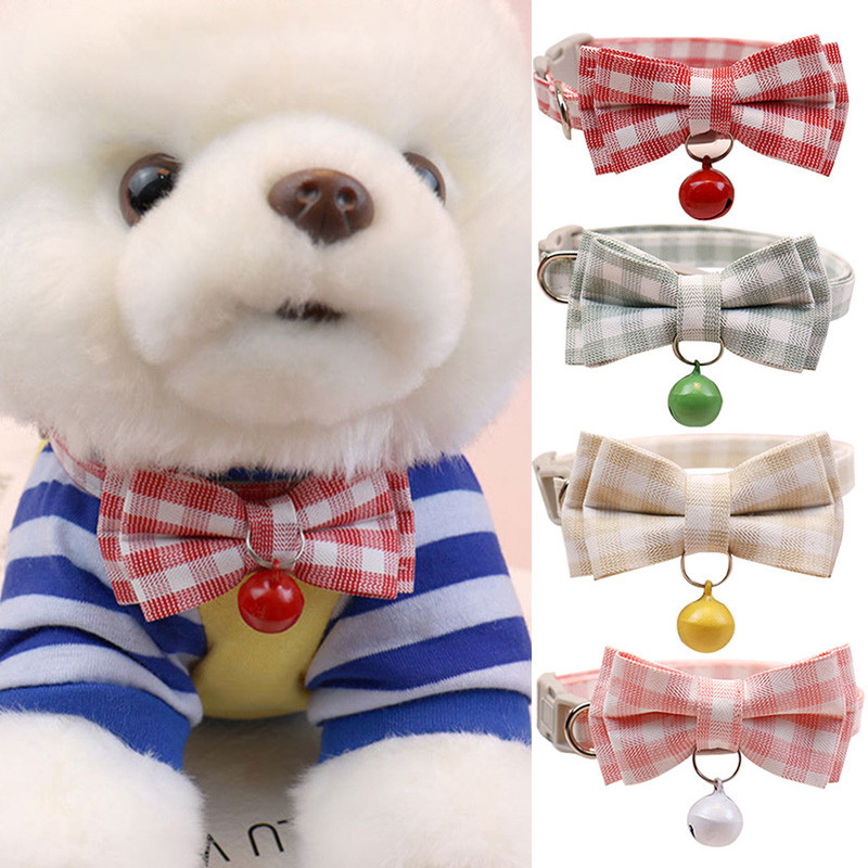 Karirana mašna Podesiva leptir mašna za pse Prekrasna ogrlica Božićni poklon za štence i mačke Dodaci za kućne ljubimce Ogrlica za kućne ljubimce Zvono