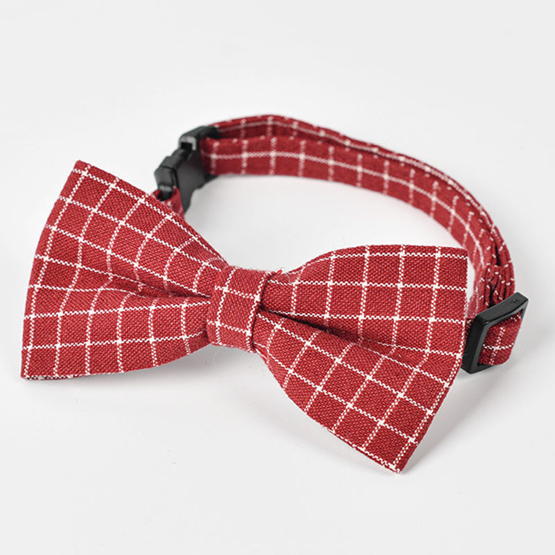 Britanski stil Karirana ogrlica Dodaci za pse Crvena Mornarsko Siva Ružičasta leptir mašna Dizajn Platnena ogrlica za male pse Pitbull Proizvodi za kućne ljubimce L