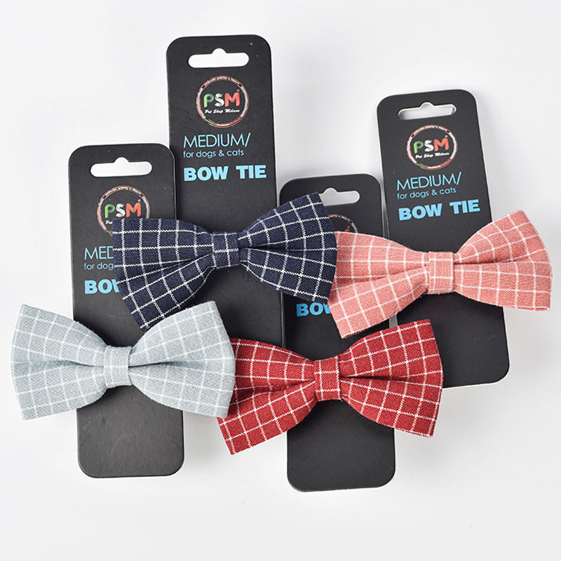Britanski stil Karirana ogrlica Dodaci za pse Crvena Mornarsko Siva Ružičasta leptir mašna Dizajn Platnena ogrlica za male pse Pitbull Proizvodi za kućne ljubimce L