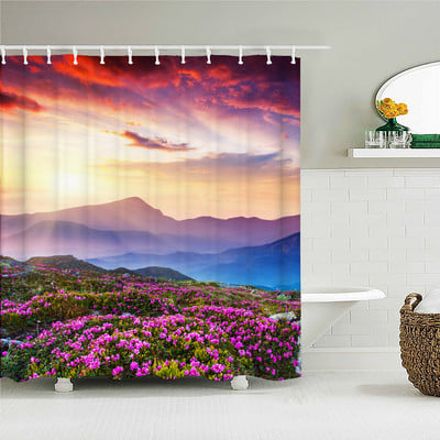 Šumski prirodni krajolik Zavjese za tuširanje Visokokvalitetne vodootporne paravane za kadu Stablo Drveni most Pejzaž Kupaonski pribor Dekoracija