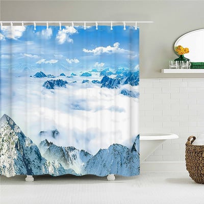 Šumski prirodni krajolik Zavjese za tuširanje Visokokvalitetne vodootporne paravane za kadu Stablo Drveni most Pejzaž Kupaonski pribor Dekoracija