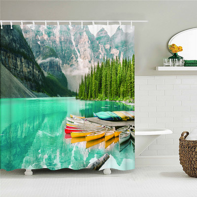 Šumski prirodni krajolik Zavjese za tuširanje Visokokvalitetne vodootporne paravane za kadu Stablo Drveni most Pejzaž Kupaonski pribor Dekoracija