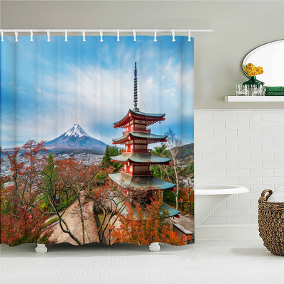 Šumski prirodni krajolik Zavjese za tuširanje Visokokvalitetne vodootporne paravane za kadu Stablo Drveni most Pejzaž Kupaonski pribor Dekoracija