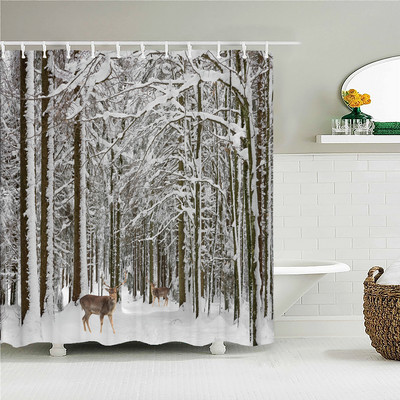 Šumski prirodni krajolik Zavjese za tuširanje Visokokvalitetne vodootporne paravane za kadu Stablo Drveni most Pejzaž Kupaonski pribor Dekoracija