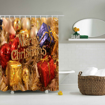 Коледен параван за вана Баня Спалня Затъмняващи завеси 3d печат Фон Декор на стена Водоустойчива полиестерна завеса за душ