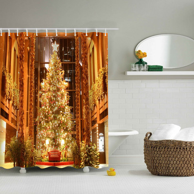 Kalėdinės vonios ekranas Vonios kambario miegamojo tamsios užuolaidos 3D spausdinimo fonas sienų dekoras vandeniui atsparus poliesterio dušo užuolaidos