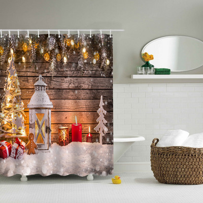 Kalėdinės vonios ekranas Vonios kambario miegamojo tamsios užuolaidos 3D spausdinimo fonas sienų dekoras vandeniui atsparus poliesterio dušo užuolaidos