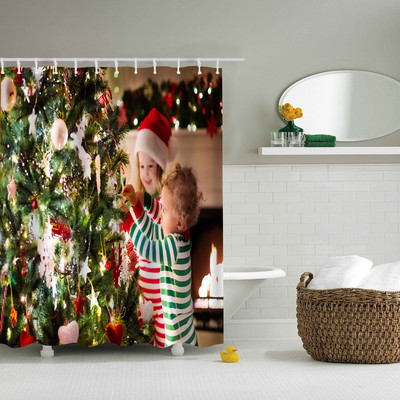 Kalėdinės vonios ekranas Vonios kambario miegamojo tamsios užuolaidos 3D spausdinimo fonas sienų dekoras vandeniui atsparus poliesterio dušo užuolaidos