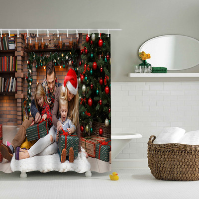 Kalėdinės vonios ekranas Vonios kambario miegamojo tamsios užuolaidos 3D spausdinimo fonas sienų dekoras vandeniui atsparus poliesterio dušo užuolaidos