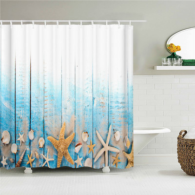 3D drukātas pludmales ainavas dušas aizkars zaļas augu lapas dabas ainava ūdensizturīgs poliesters mājas dekors vannas istabas aksesuāri