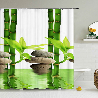 Buddha Zen Stone Lotus Pejzažna zavjesa za tuširanje 3D Print Garden Decor Screen Screen Vodootporna poliesterska tkanina Komplet kupaonskog pribora