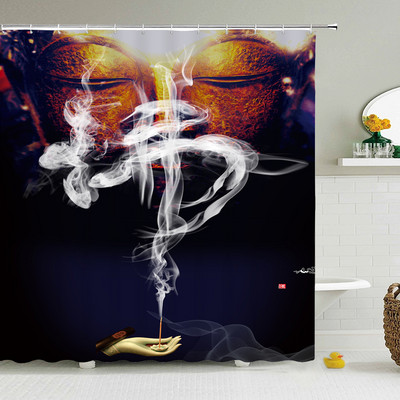 Buddha Zen Stone Lotus Pejzažna zavjesa za tuširanje 3D Print Garden Decor Screen Screen Vodootporna poliesterska tkanina Komplet kupaonskog pribora