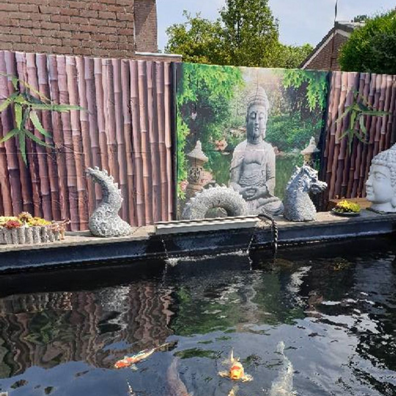 Buddha Zen Stone Lotus Pejzažna zavjesa za tuširanje 3D Print Garden Decor Screen Screen Vodootporna poliesterska tkanina Komplet kupaonskog pribora