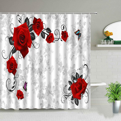 Svježi cvijet Zavjesa za tuš Ljeto Prirodni krajolik Pozadina Zidni dekor Vodootporna tkanina Kupaonska kada Zaslon Cortina Baño